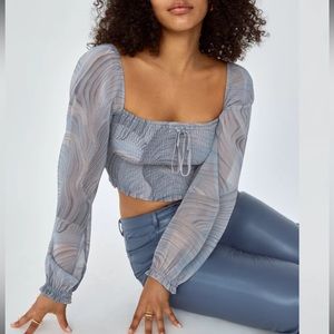 Wilfred Saga blouse - smocked chiffon blouse with sheer long sleeves